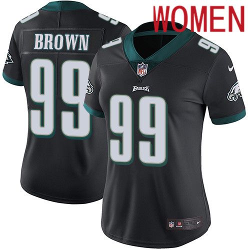 Women Philadelphia Eagles 99 Jerome Brown Nike Black Vapor Limited NFL Jersey